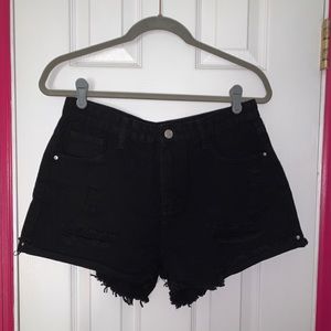 Black jean shorts